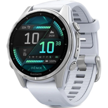 Смарт-часы GARMIN FENIX 8 – 43 мм, AMOLED, серебристые с силиконовым ремешком цвета белый камень